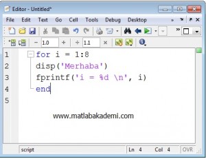 Matlab for döngüsü figure 2